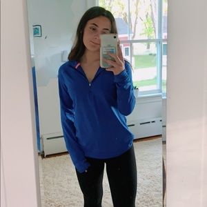 Blue athletic long sleeve zip up